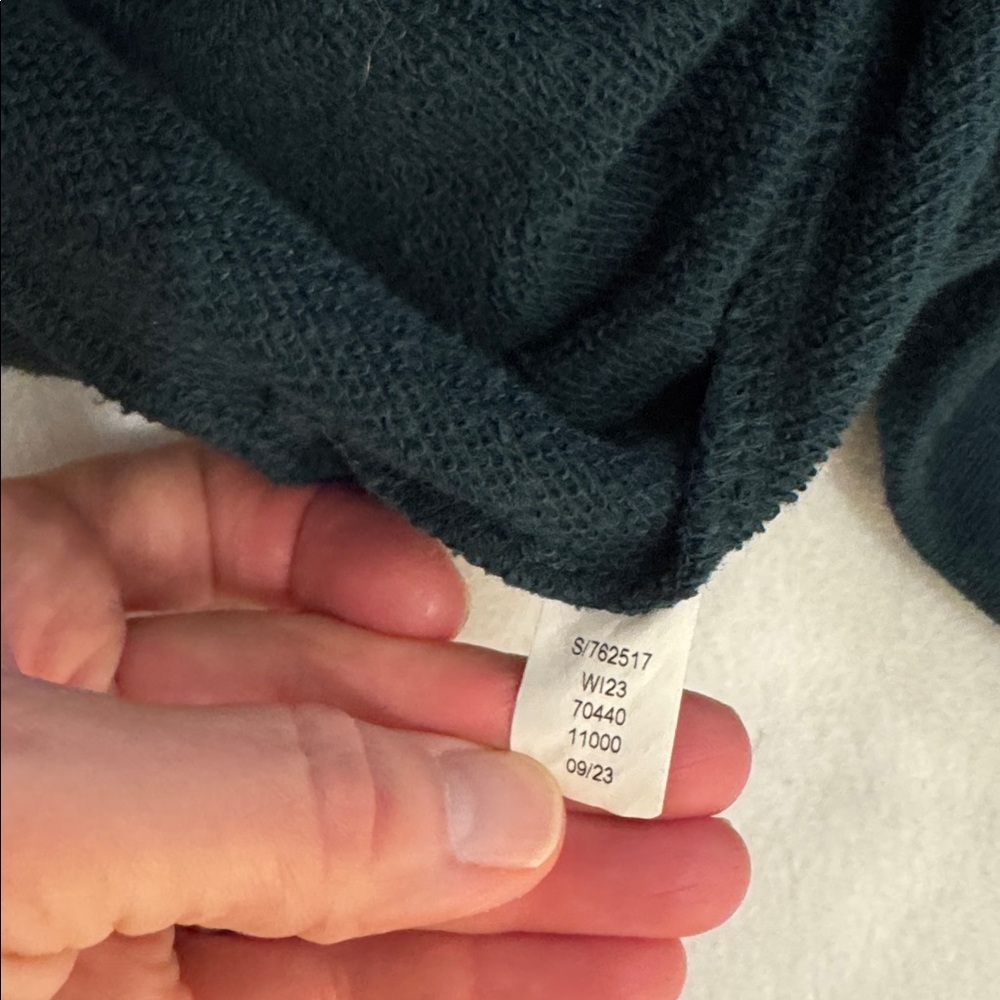 Lou & Grey XS Cropped Sweatshirt Dark Green Blue Stripe Sleeve Pullover LOFT - Picture 6 of 9